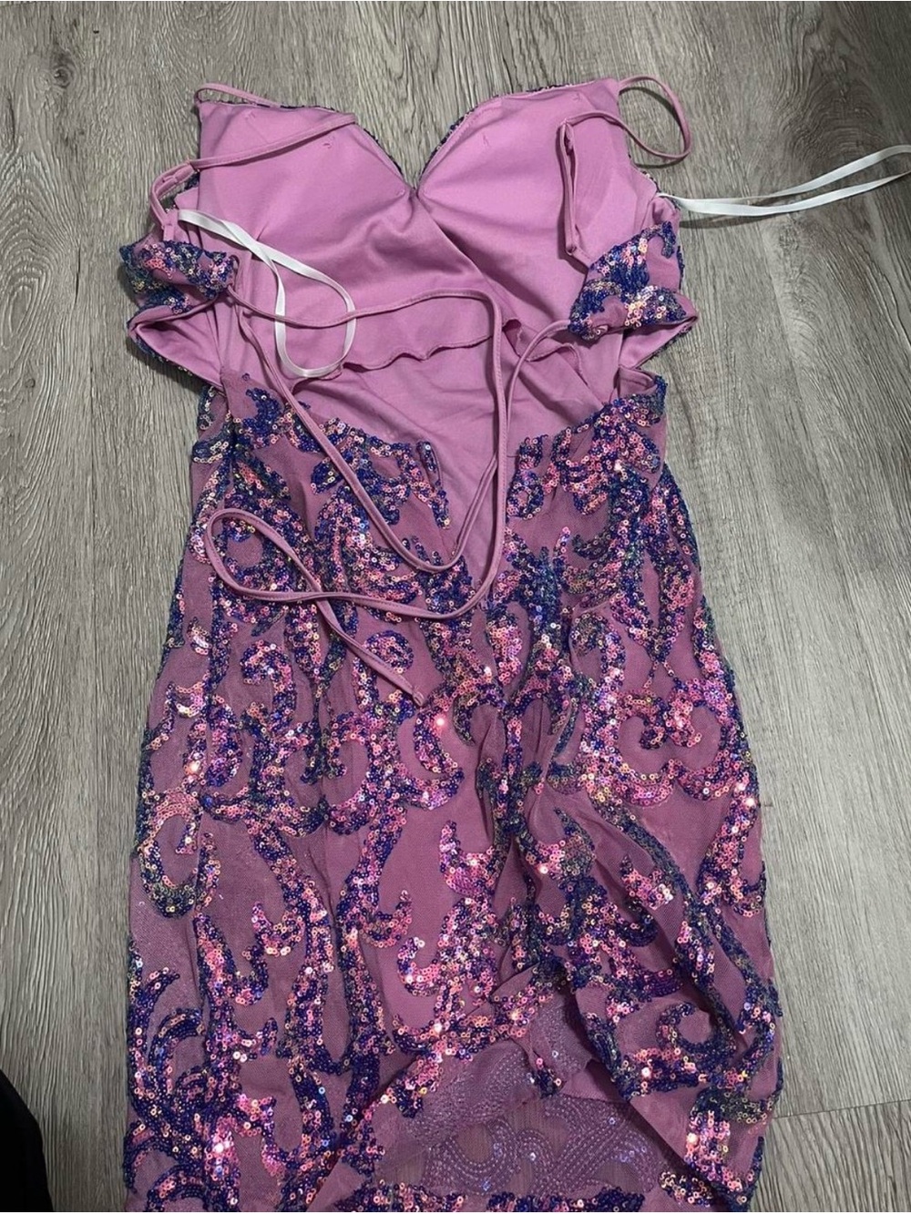 Beautiful purple floral sequin dress - Picture 2 of 3